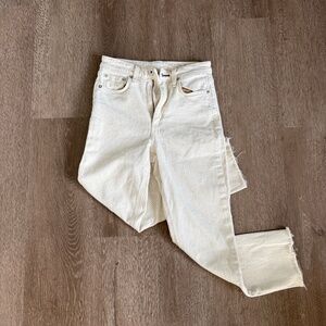 Rag & Bone Nina High-Rise Cropped Cigarette, Ecru, 25